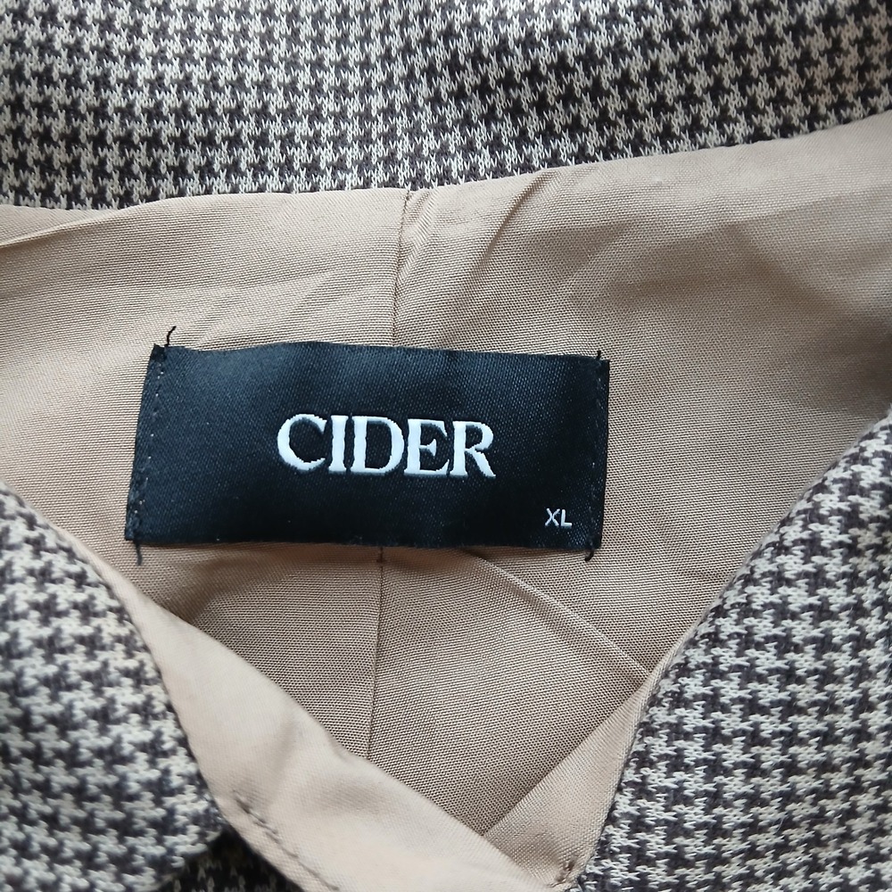 CIDER Babydoll Mini Dress Houndstooth Peter Pan Collar Brown Plaid Smock Size XL - Picture 8 of 12